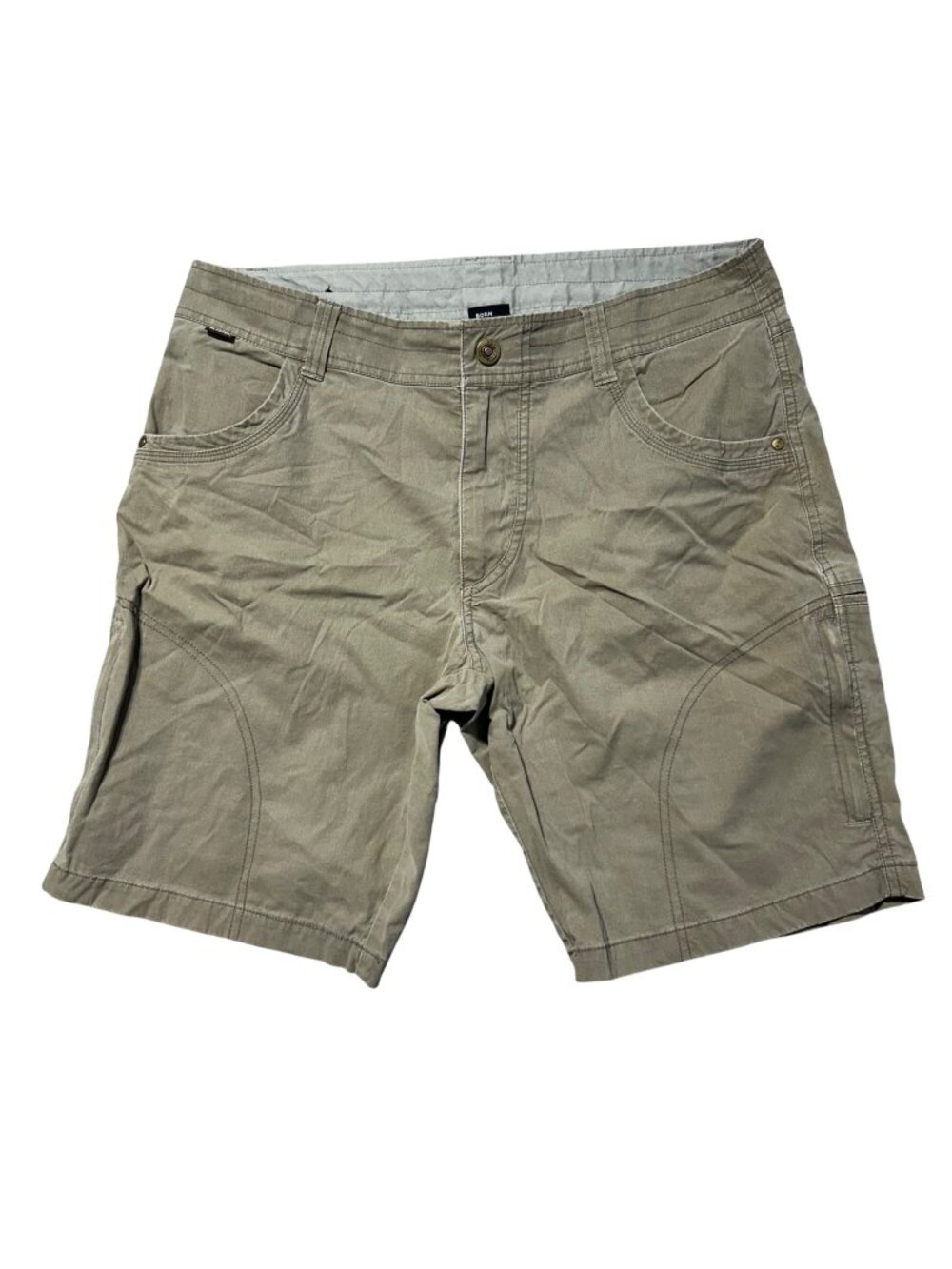 Kühl Mens Sz 34 Vintage Patina-Dyed Cargo Shorts Lightweight Khaki Brown